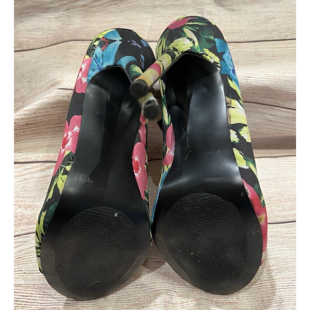 Steve Madden Multicolor Slip On Stretch Fabric Floral High Stiletto Heels 6.5 - Picture 8 of 11